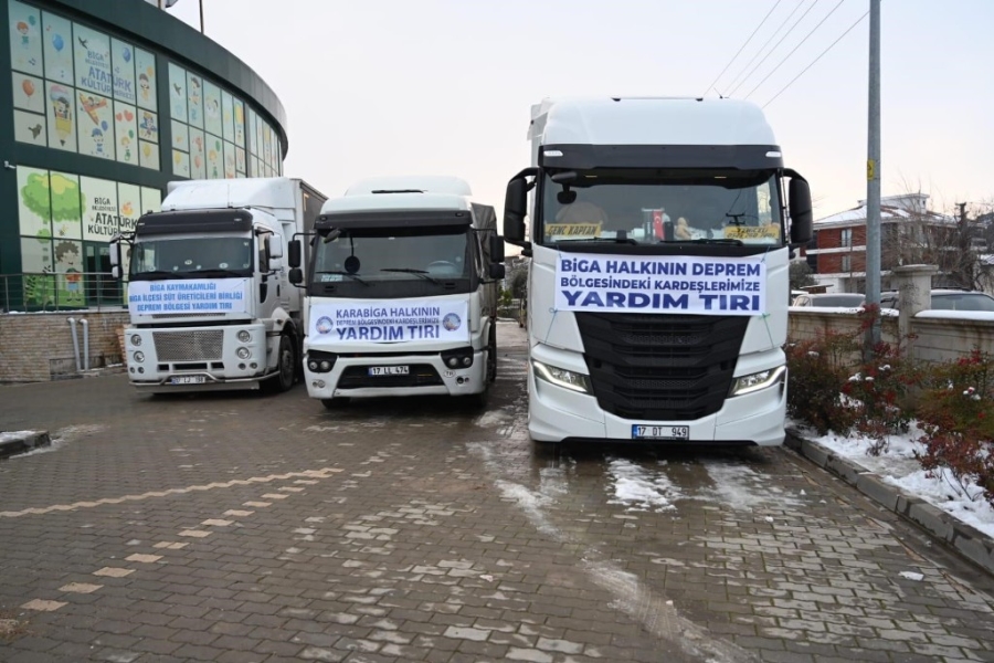 Yardım TIR’ları Biga’dan yola çıktı 