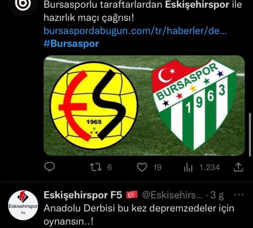 Ezeli rakip taraftarlarından yardım maçı çağrısı 