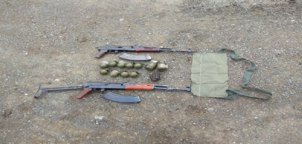 ŞIRNAK`TA MENFEZE GİZLENMİŞ SİLAH VE EL BOMBASI ELE GEÇİRİLDİ