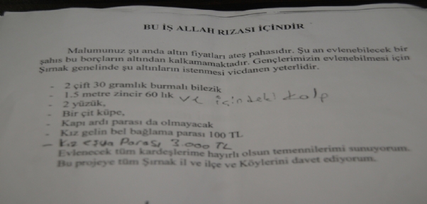 İdil`de Muhtarlar Düğün Takılarında sınırlama getirilmesi için Kampanya Başlattı