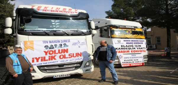 Mardin`den Elazığ Ve İdlib`e Yardım Tırları Gönderildi