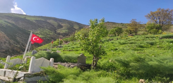Şehit mezarlarındaki Türk bayrakları yenilendi