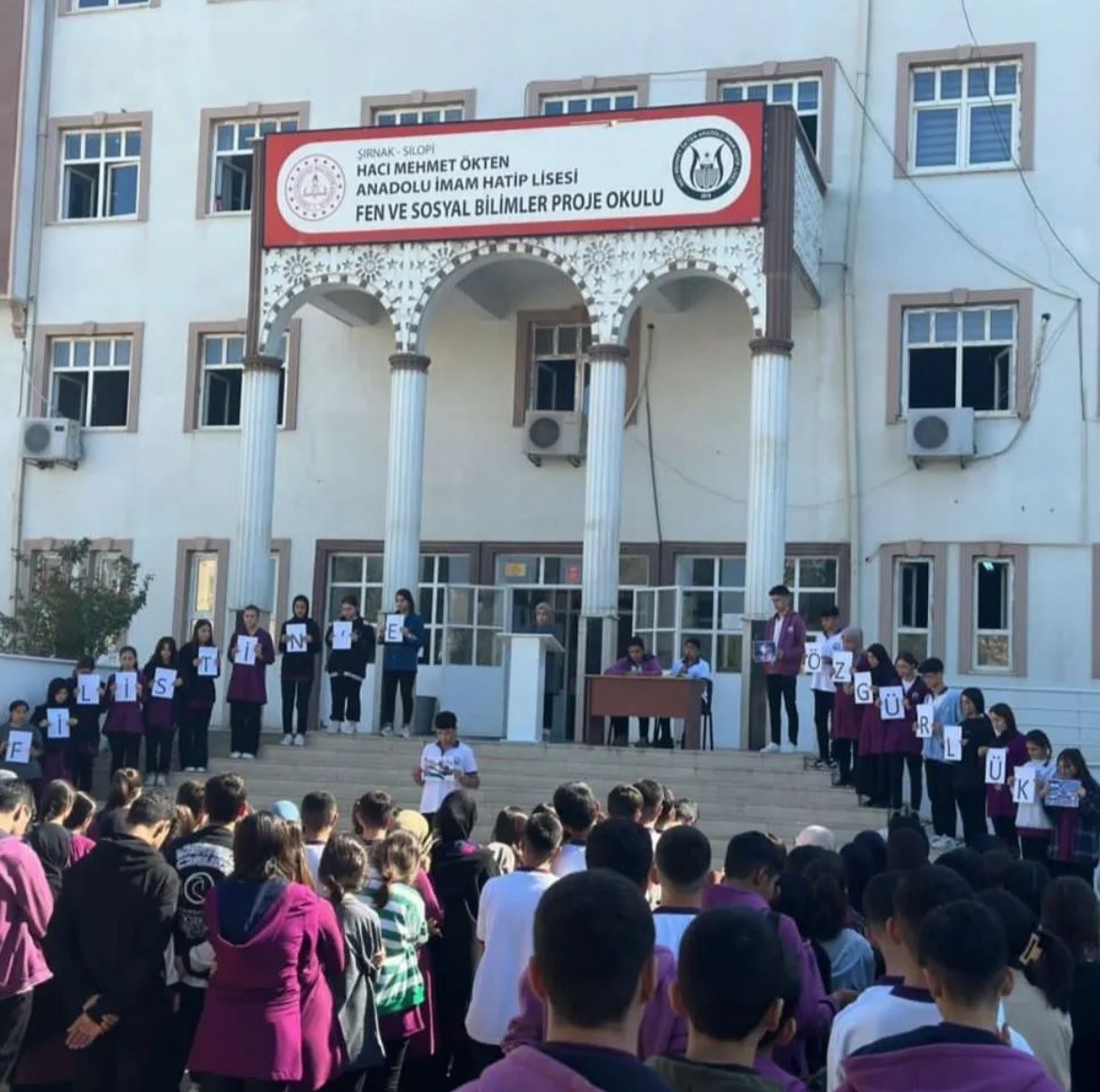 Silopili öğrencilerden İsrail'e tepki Filistin'e destek mesajı