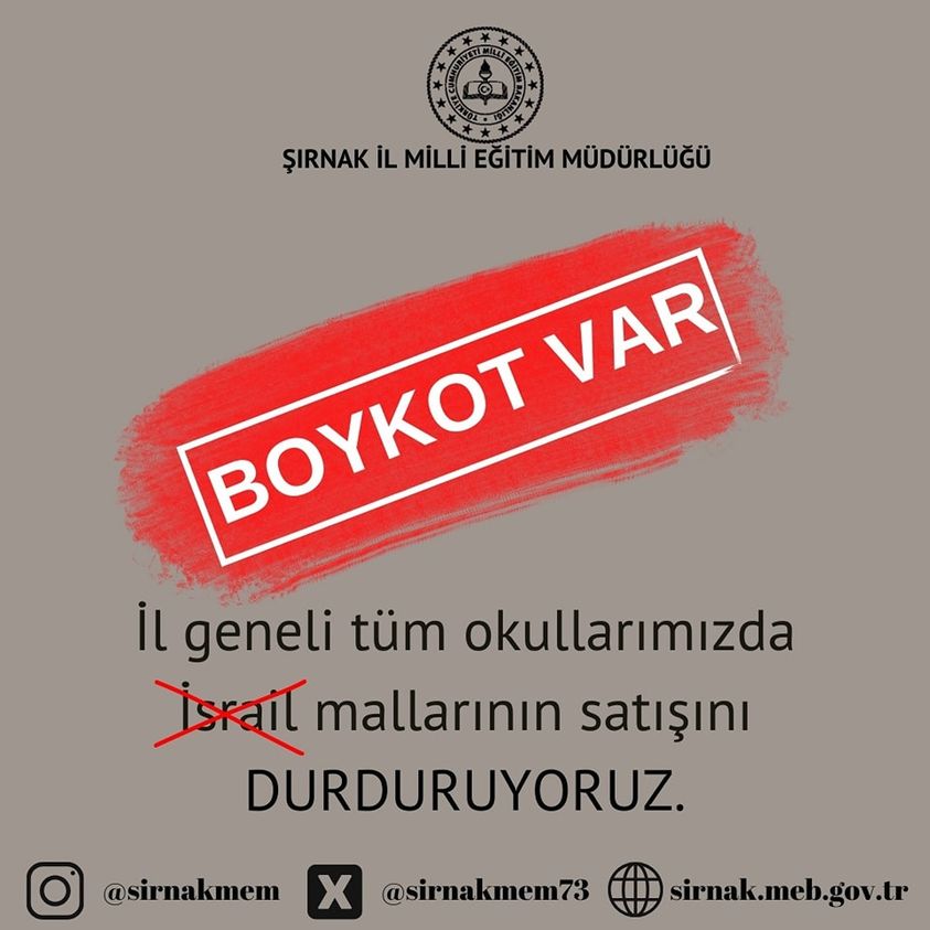 Cizre’de Okullarda İsrail Ürünleri Satılmayacak