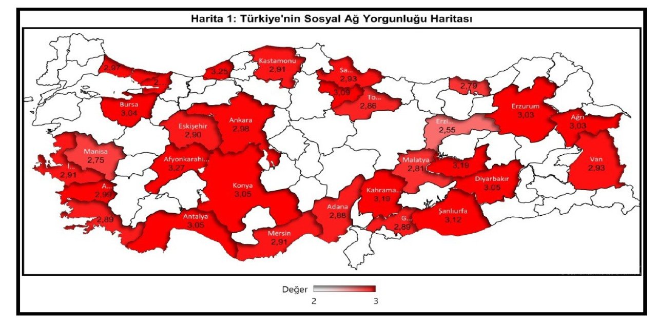Sosyal ağ yorgunluğu 81 ilde tespit edildi