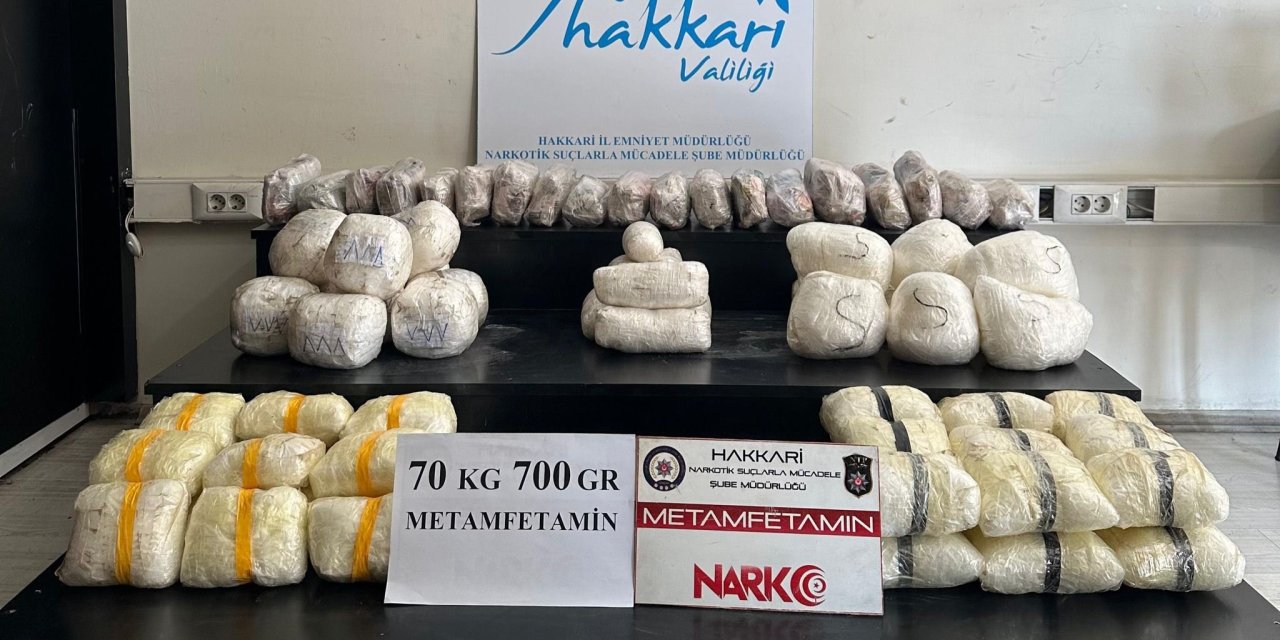 Otomobilde 70 kilo 700 gram metamfetamin ele geçirildi