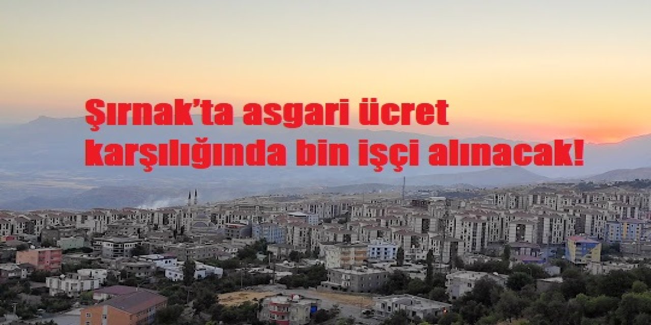 Şırnak’ta asgari ücret karşılığında bin işçi alınacak!