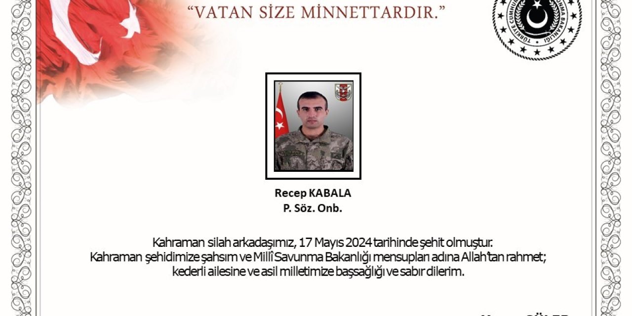 MSB duyurdu: 1 asker şehit