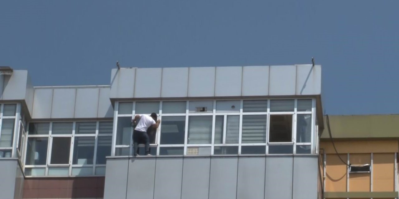 Konya'da Can Pazarı: Özel Hastanenin Son Katından 'Tarzan' Gibi Tırmandı