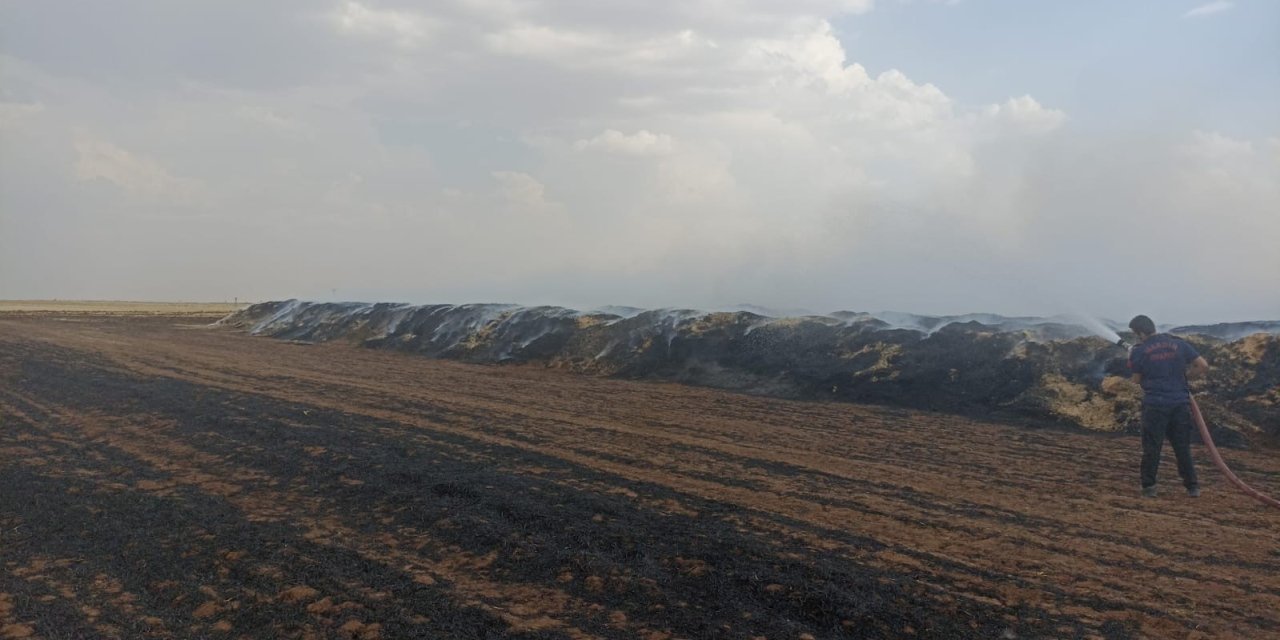Mardin’de 300 ton saman balyası kül oldu