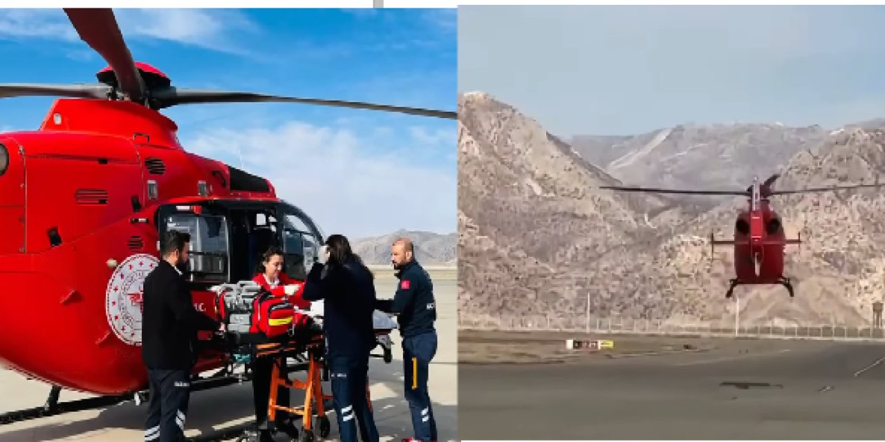 Helikopter ambulans 5 aylık Cizreli  bebek için havalandı