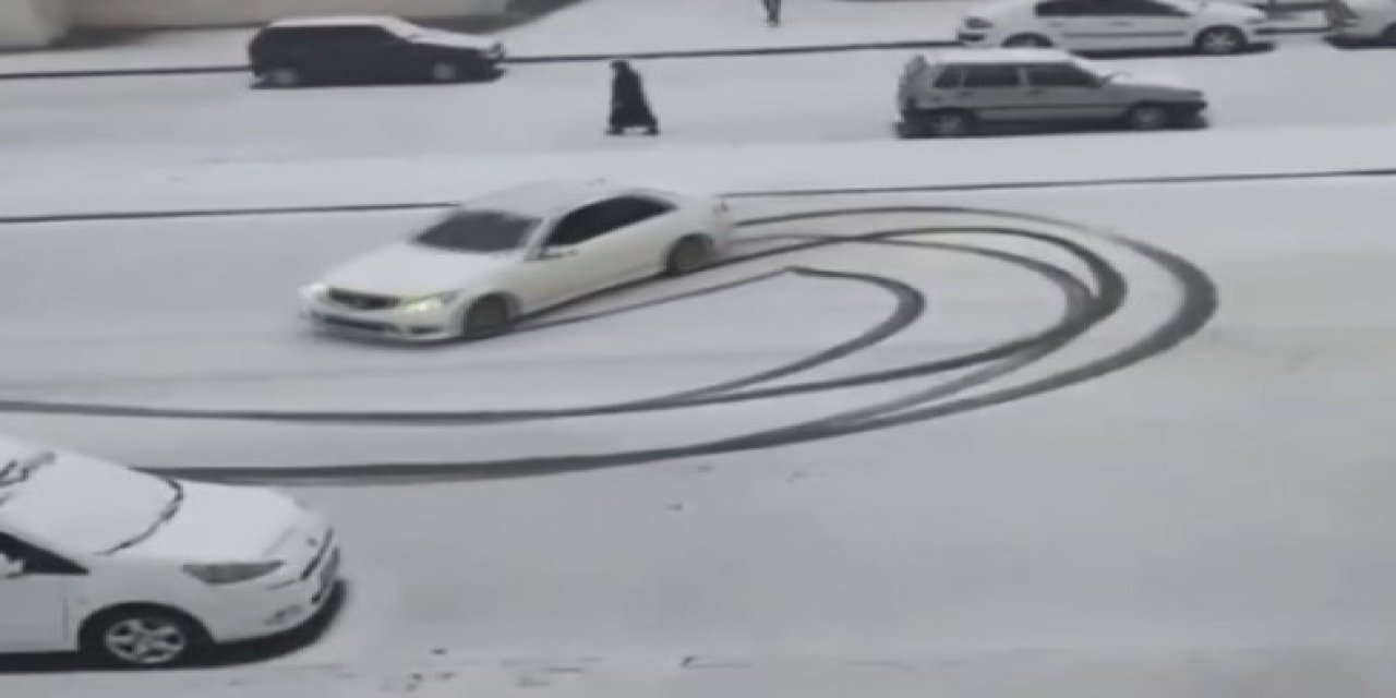 Karlı yolda drift atmak 46 bin liralık cezaya mal oldu