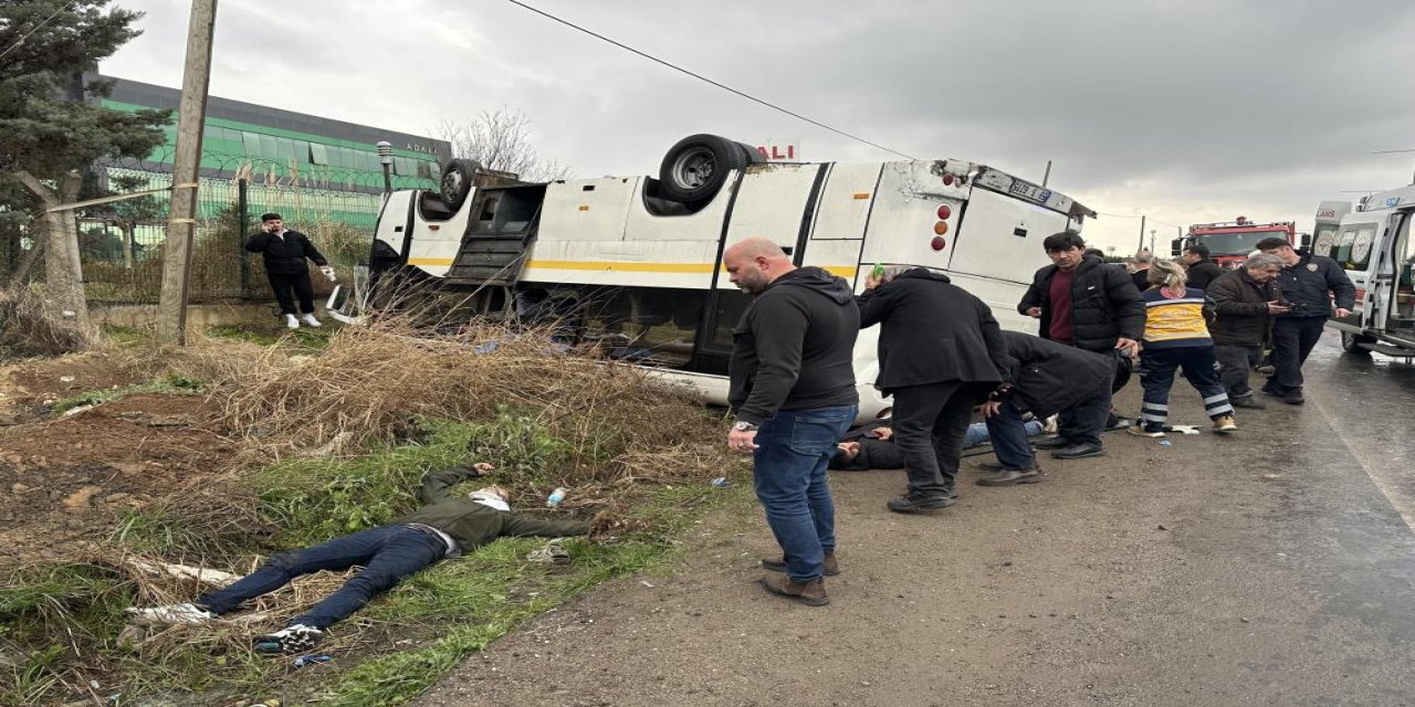 işçi servisi minibüsü takla attı: 25 yaralı