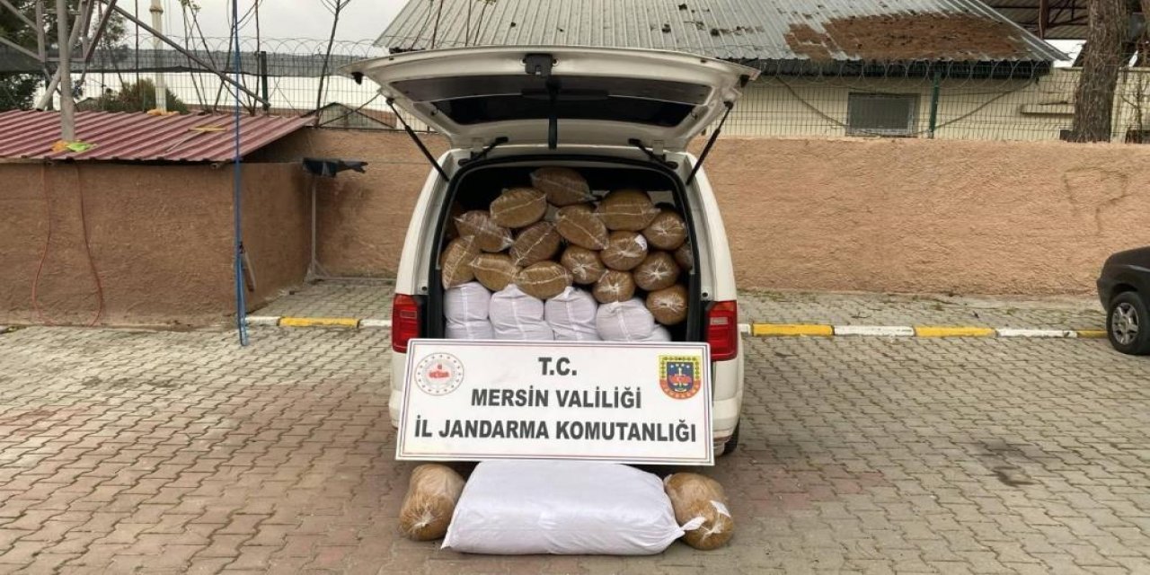 Mersin'de 815 kilo tütün ile 13 bin adet makaron ele geçirildi