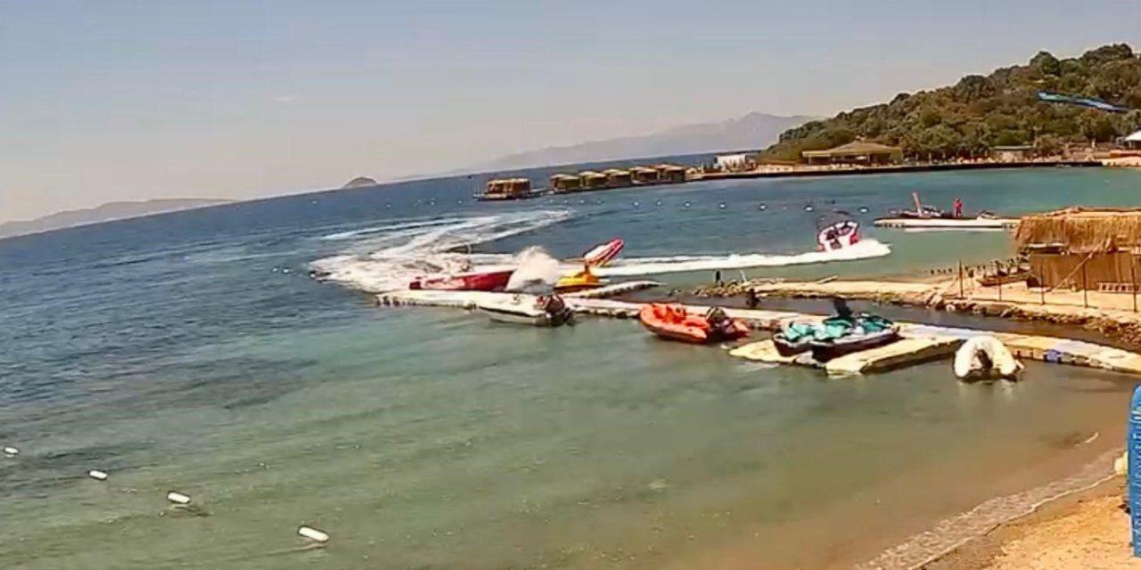 Bodrum'da su sporu kazası kamerada... Deniz yatağı, sürat teknesine çarptı: 3 yaralı