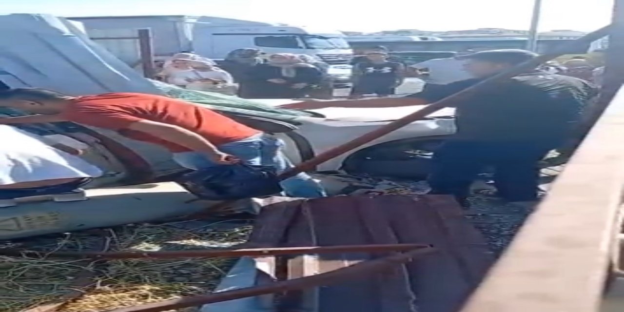 Otomobil bariyerleri aşıp direğe çarptı! Can pazarı yaşandı