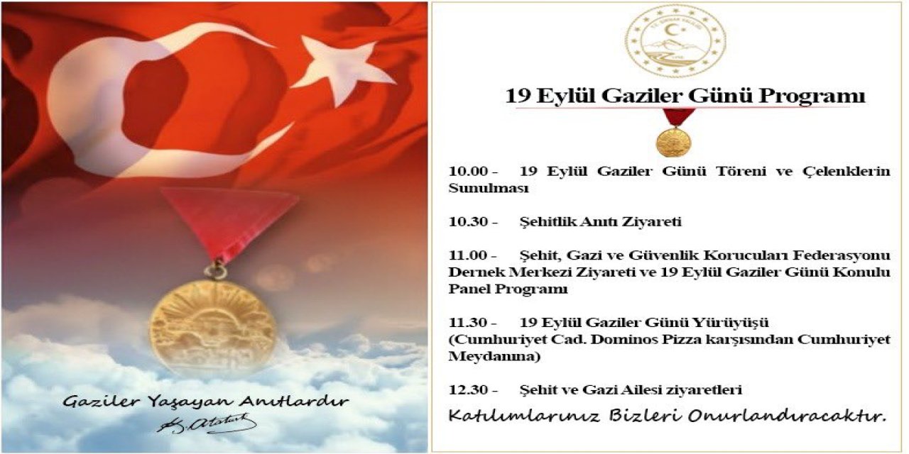 Şırnak'ta 19 Eylül Gaziler Günü Programı Belli Oldu