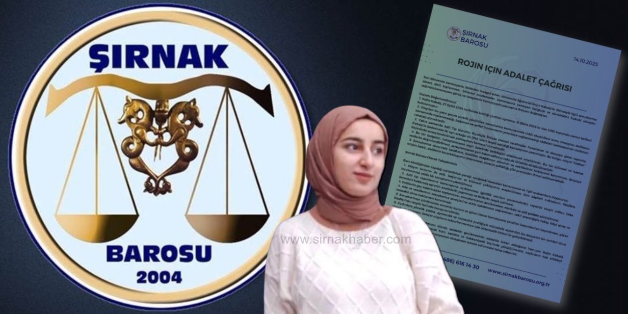 Şırnak Barosu'ndan Rojin Kabaiş İçin 'Adalet' Çağrısı: DNA Bulguları İntihar İddiasını Bertaraf Eder Nitelikte