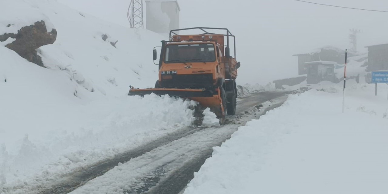 Şırnak'ta Kardan kapanan Tanin geçidinde yol açma çalışmaları