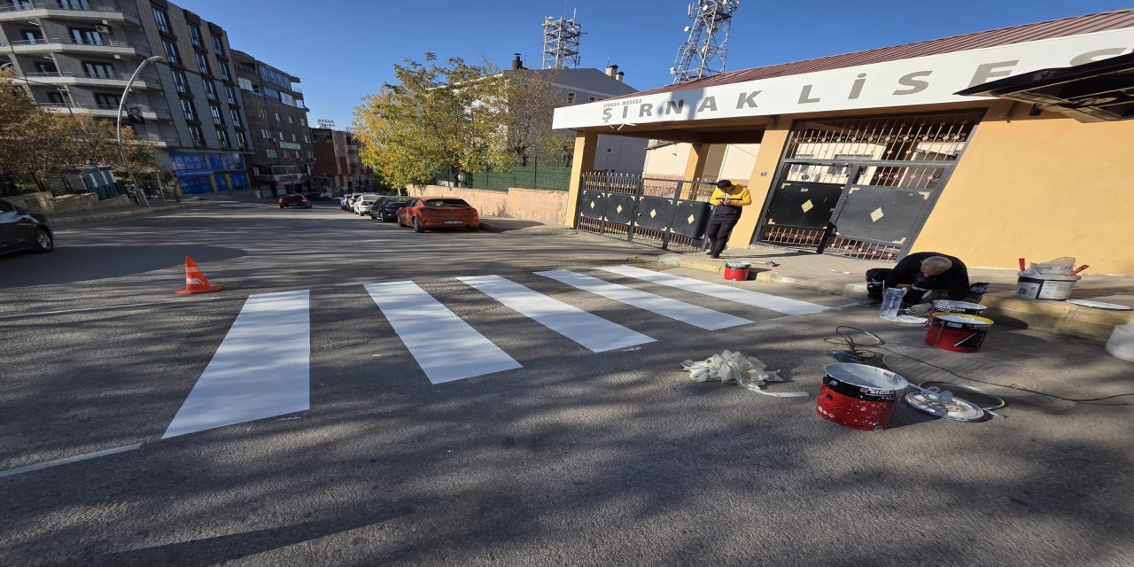 Şırnak Zabıta Ekipleri Okul Önlerinde Yaya Geçidi Çalışmalarını Sürdürüyor