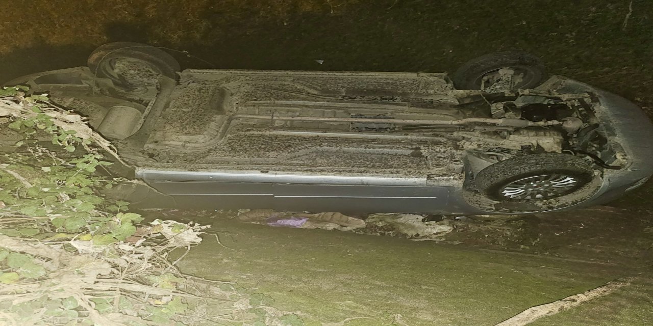 Direksiyon Hakimiyetini Kaybeden Sürücü Kanalda Durabildi