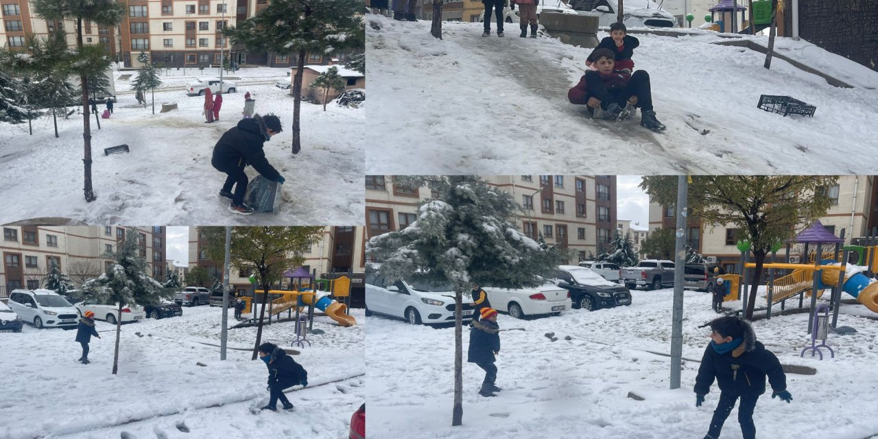 Şırnak’ta Etkili Olan Kar Yağışının Ardından Çocuklar Kar Neşesi Yaşadı