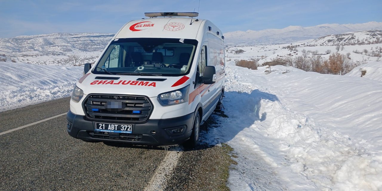 Kulp'ta arızalanan ambulans yol kenarında bekliyor