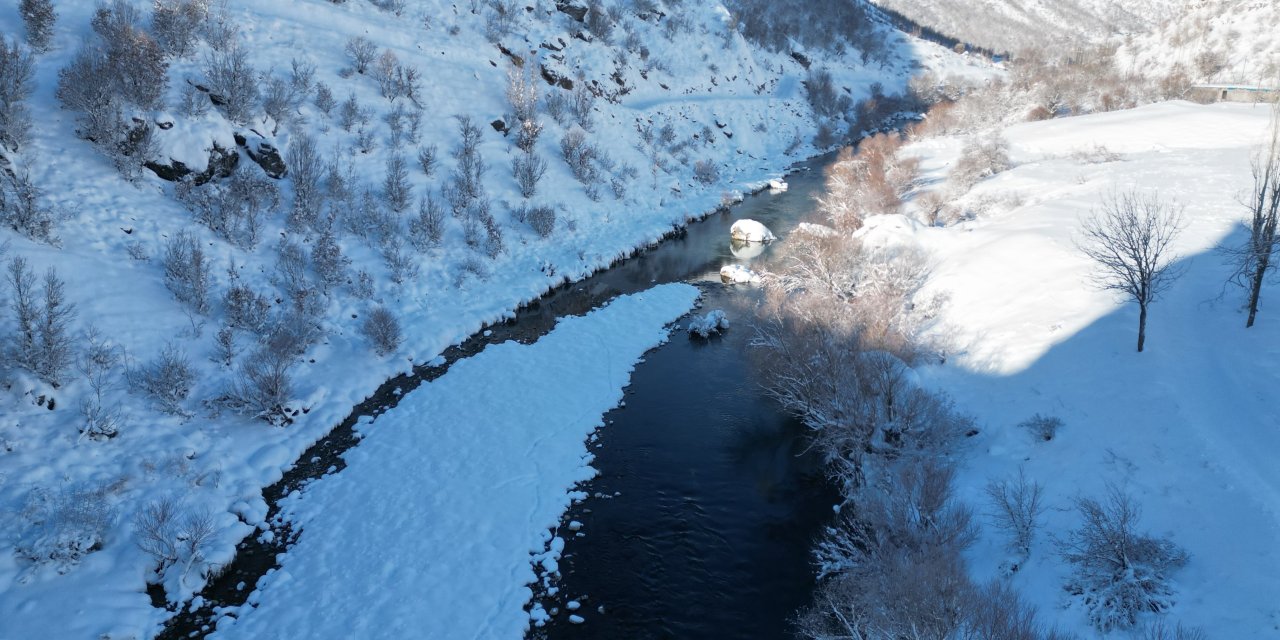 Kar güzelliği havadan görüntülendi
