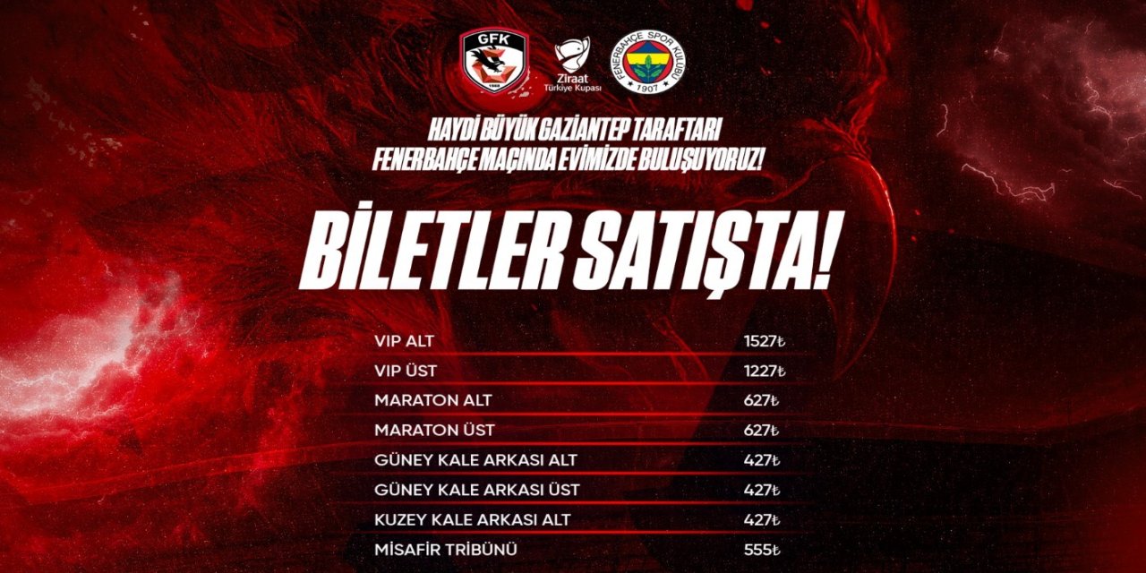 Gaziantep’te Dev Randevu! Gaziantep FK - Fenerbahçe Maçı Biletleri Satışta