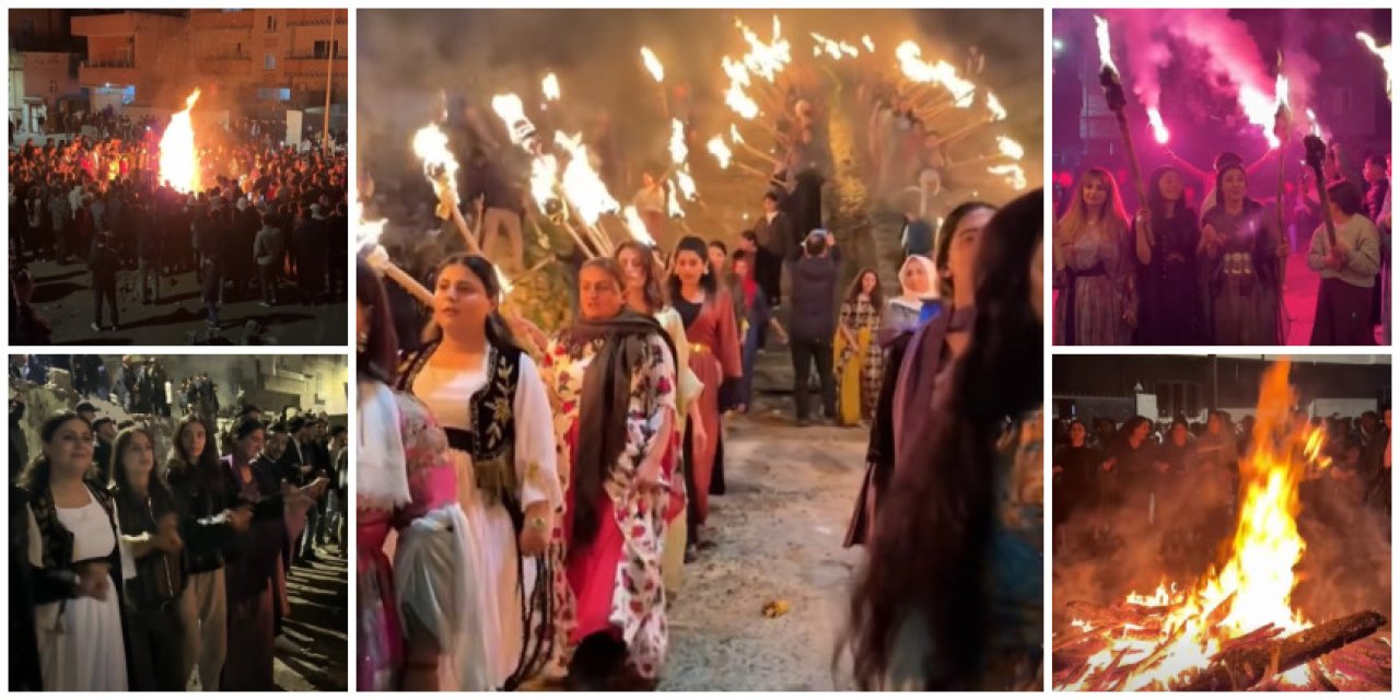 Cizre’de Geceyi Meşaleler Aydınlattı! Nevruz Ateşi Cudi Mahallesi’nde Yandı