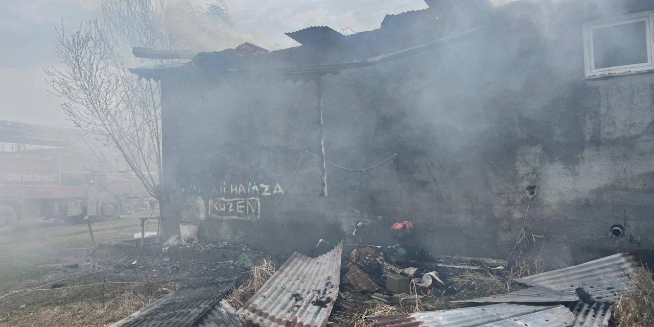 Iğdır’da çıkan yangında ev küle döndü
