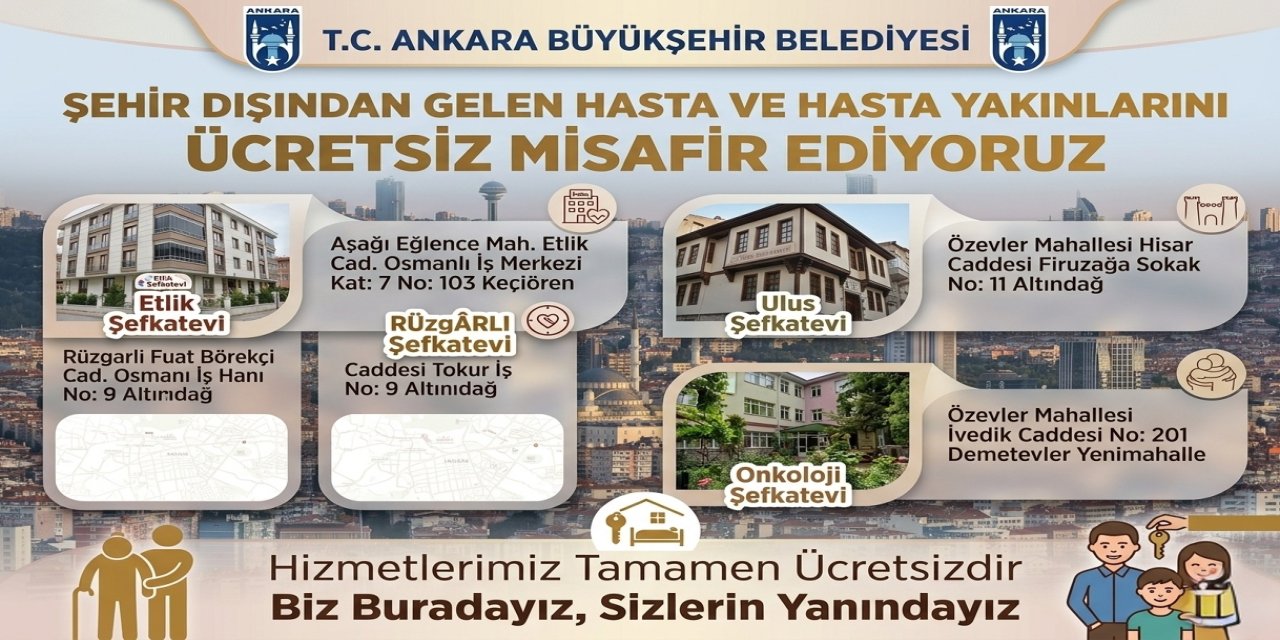 Ankara’dan Türkiye’nin Dört Bir Yanına Şefkat Eli: Hasta ve Yakınlarına Ücretsiz Konaklama Desteği