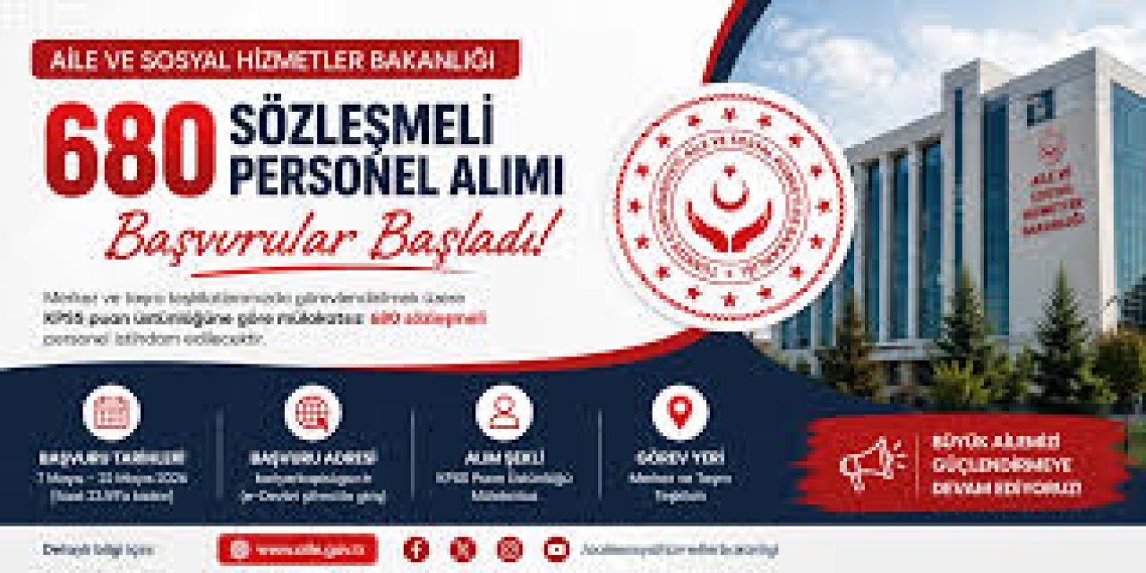 Aile ve Sosyal Hizmetler Bakanlığı 680 Personel Alacak: Şırnak Kontenjanı Açıklanmadı