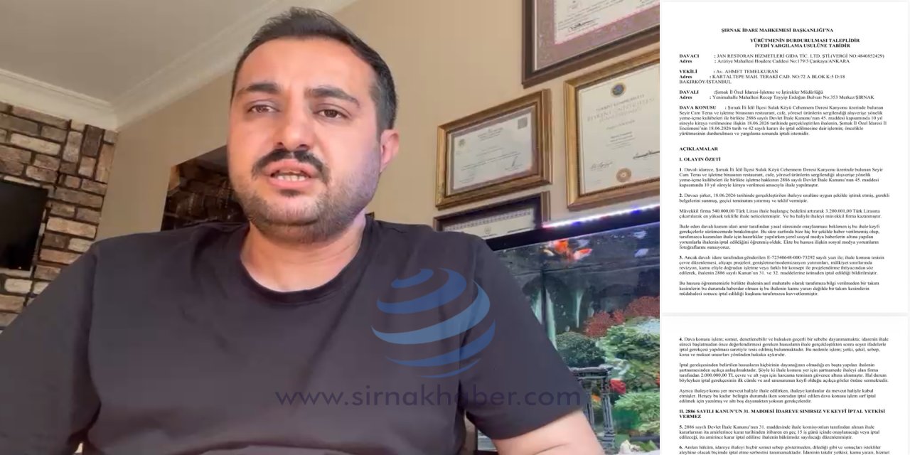 Şırnak'ta Seyir Cam Teras ihalesinin iptaline ilişkin karar yargıya taşındı