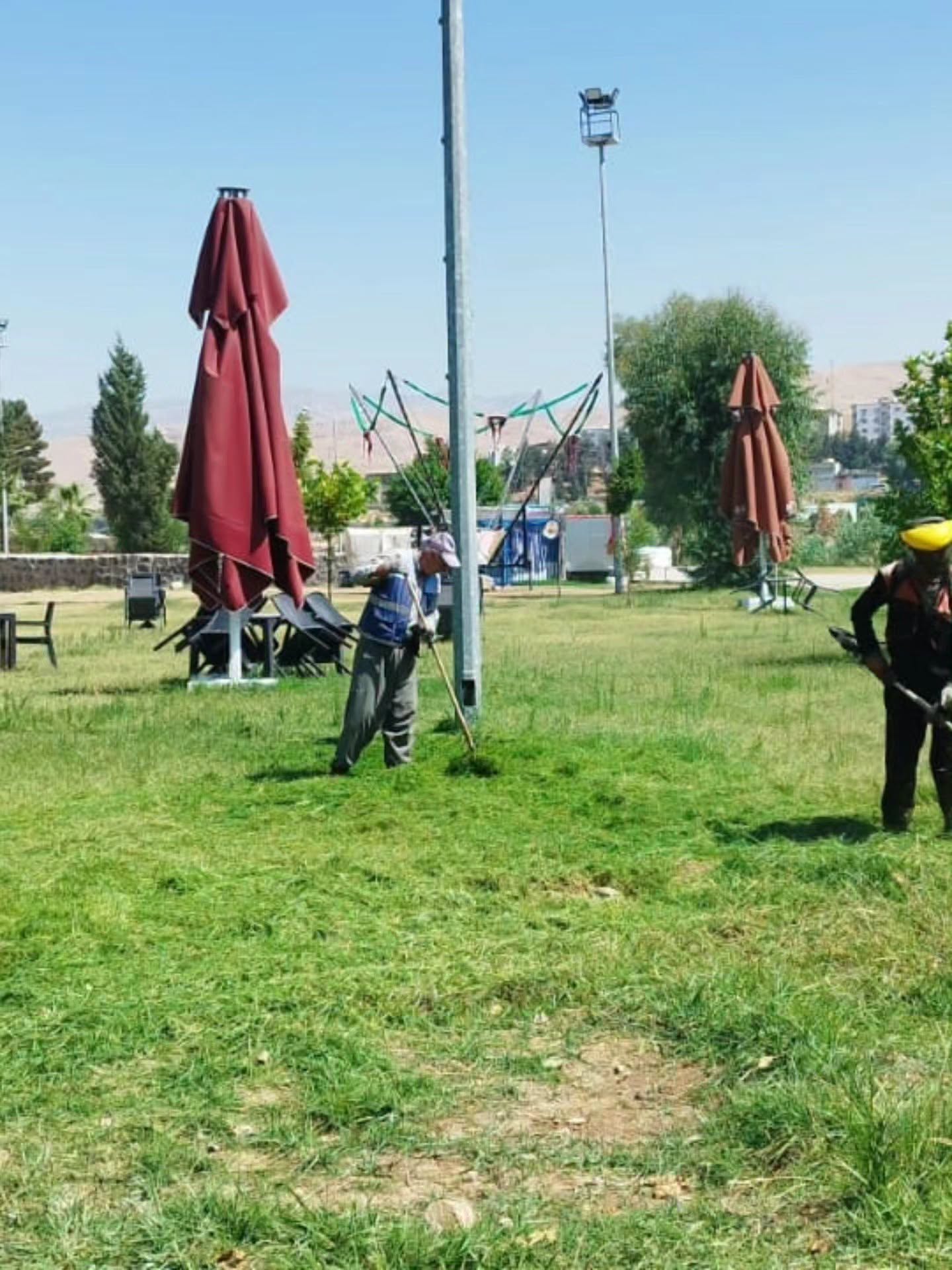 Cizre'deki park ve çay bahçelerinde kapsamlı bakım çalışması