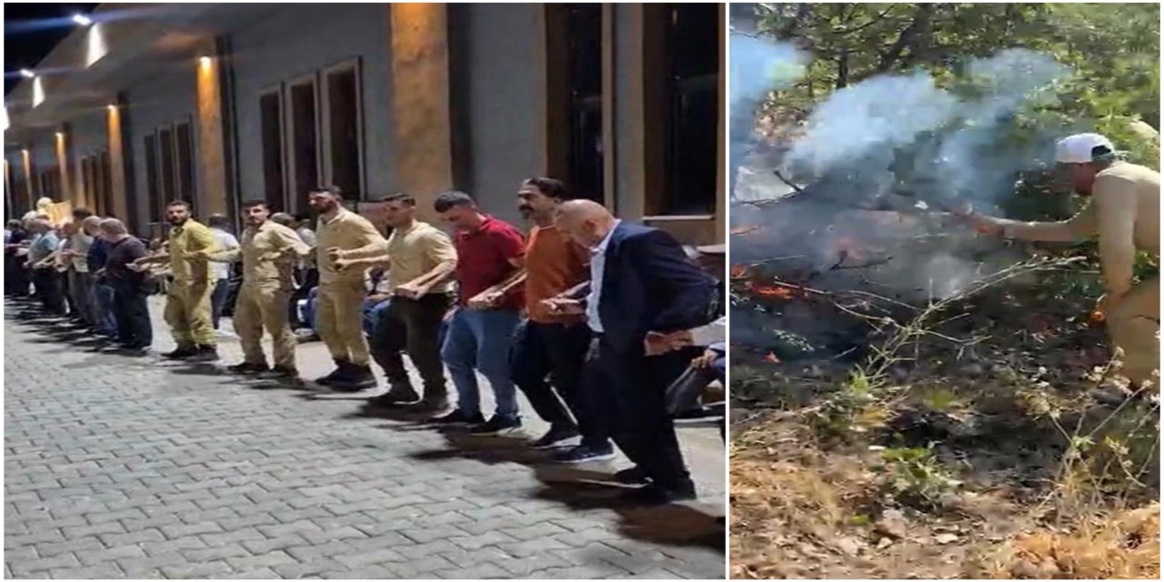 Yangını söndürdüler, iş kıyafetleriyle düğünde halay çektiler