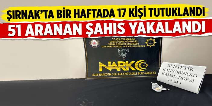 Şırnak’ta Bir Haftada 17 Kişi Tutuklandı, 51 Aranan Şahıs Yakalandı