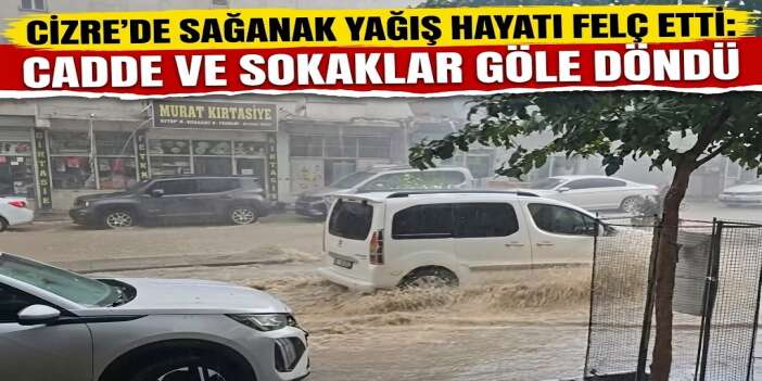 Cizre’de Sağanak Yağış Hayatı Felç Etti: Cadde ve Sokaklar Göle Döndü