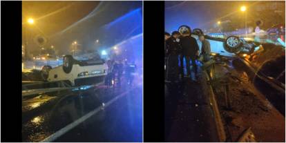 Keşan’da virajı alamayarak bariyerlere çarpan otomobildeki 3 kişi yaralandı