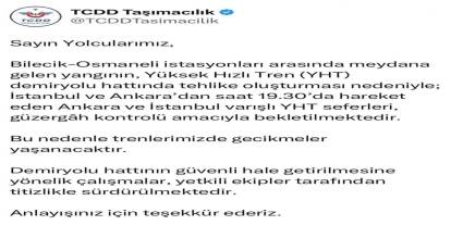 Bilecik'teki Orman Yangını Hızlı Tren Seferlerini Aksattı