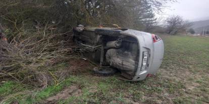 Bolu’da takla atan otomobil metrelerce sürüklendi