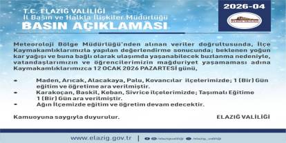 Elazığ’da 5 ilçede eğitim-öğretime ara verildi