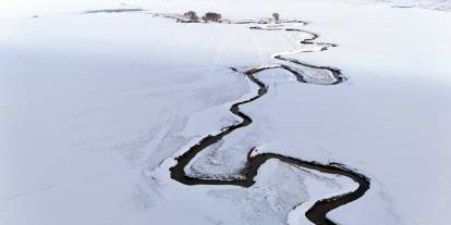 Beyaz Çarşafın Üzerindeki Dev İmzalar! Kışın Ortaya Çıkan Görsel Şölen Havadan Görüntülendi