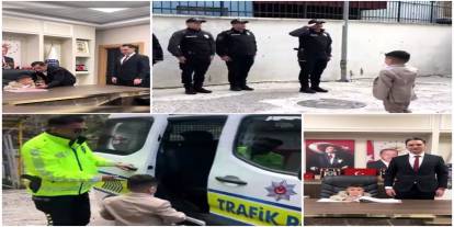 Şırnak'ta Telsizin başına geçti: Minik Eymen emniyette bayram mesaisinde