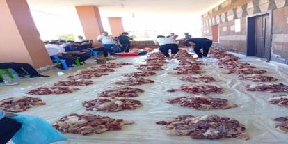 Mardin'de imece usulü kesilen 1 ton kurban eti, 100 aileye dağıtıldı
