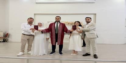 Kardeşlerin çifte mutluluğu: Aynı gün evlenip, birbirlerine şahit oldular