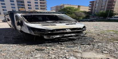 Siirt'te park halindeki kamyonet yandı