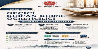 Şırnak’ta Geçici Kur’an Kursu Öğreticiliği Sınav Başvuruları Başlıyor