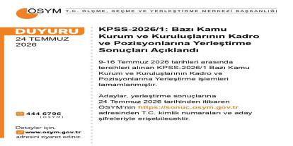 KPSS-2026/1 yerleştirme sonuçları açıklandı